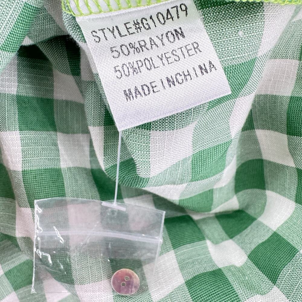 Jodifl Womens Gingham Check Embroidered Top Size S Green Peasant Cottagecore - Picture 5 of 12